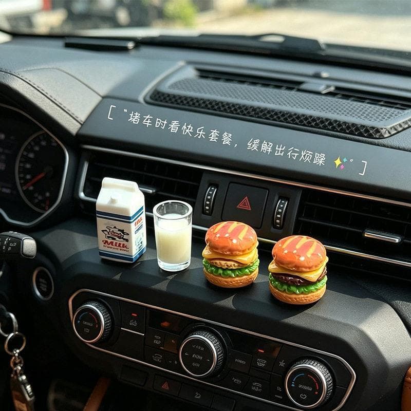 Car Interior Decoration Mini Milk Burger Car Accessories Cute Miniature Food Toys Creative Electric Car Decorations