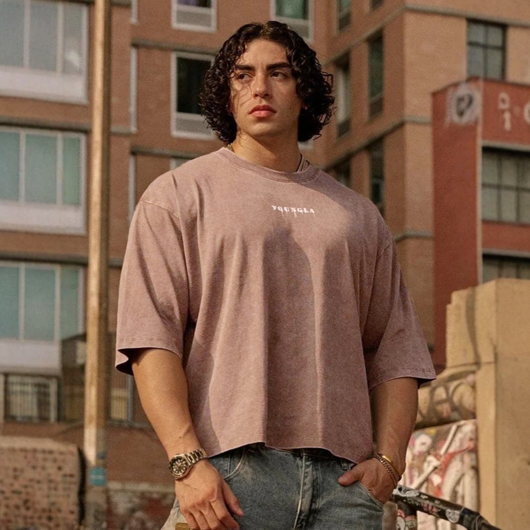 YOUNGLA Men's T-Shirt Muscle Workout Fitness Cotton Crew Neck Short Sleeve Gym Running Basketball Training Top