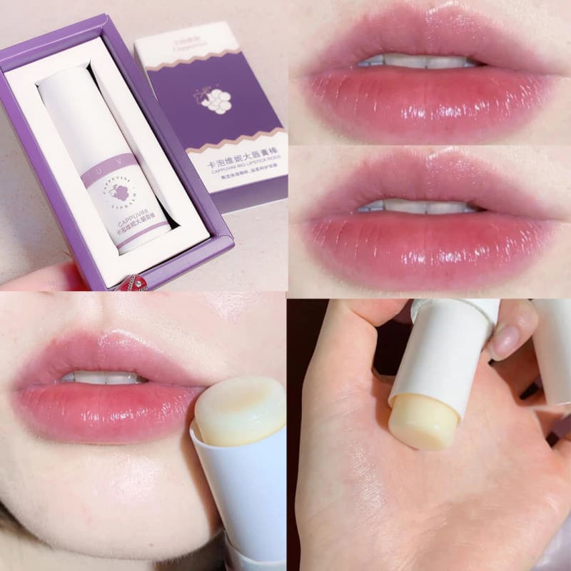 Cappuvini grape large lipstick stick 8g hydrating, moisturizing, diluting lip lines, exfoliating, protecting lips, lip balm