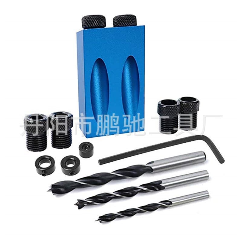 15 Degree Angle Blue Woodworking Inclined Hole Locator Punch Locator Plank Splicing Installation Tool Three-Point Drill Bit