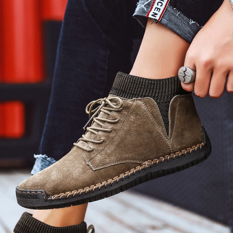 7009 All-Season Trend Men's Shoes High-Top Padded Independent Site Large Size 38-48 Casual Handmade Shoes Cross-Border Sock Collar Shoes