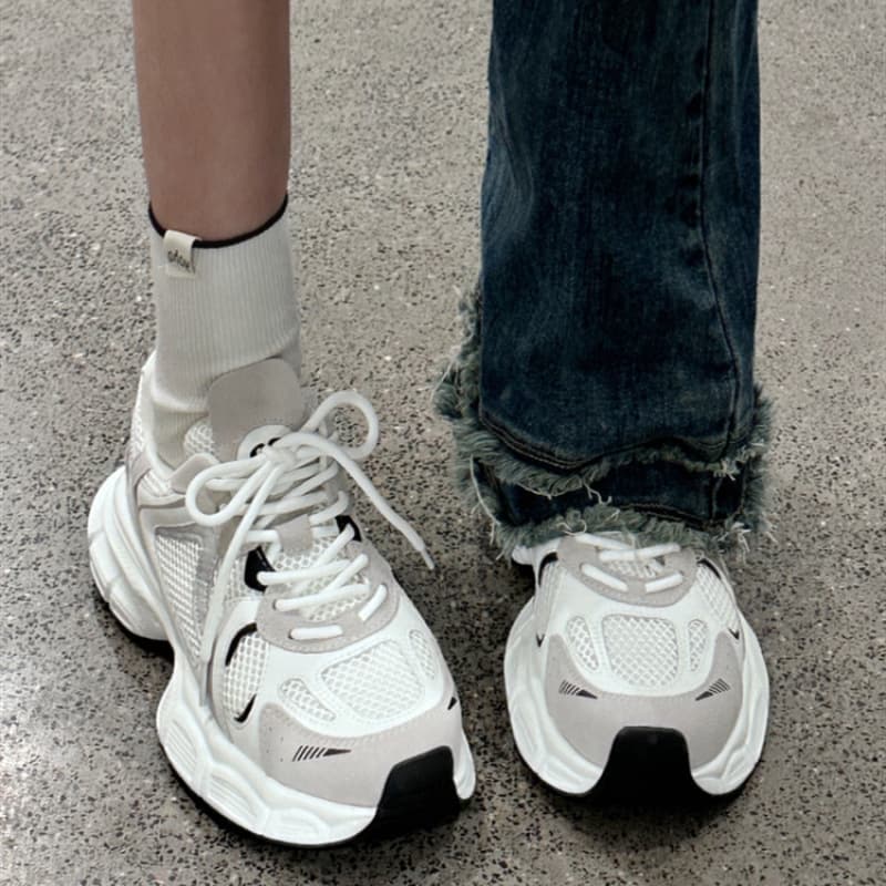 Korean-style Sneakers 2024 Spring/Autumn New Children's Breathable Mesh Dad Shoes for Middle and Older Kids, Soft Sole Casual Shoes