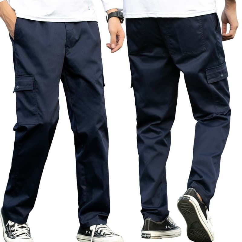 Workwear Pants Spring Autumn Cotton Fabric Anti-Scald Welding Auto Repair Straight-Leg Long Pants Men's Durable Loose Labor Protective Trousers