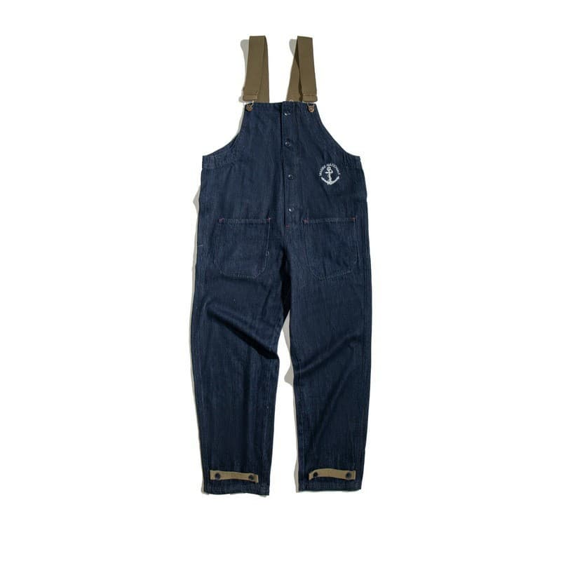 2025 reverse craftsman workwear American retro navy deck overalls spring and autumn washed denim selvedge straight jeans