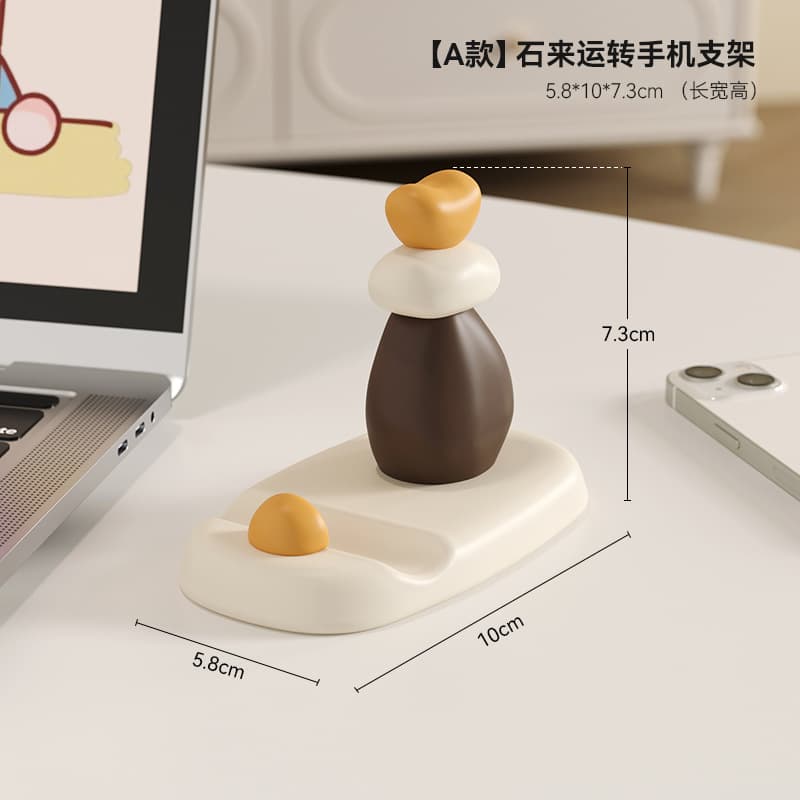 Creative Stone Phone Stand, Simple Office Desk Decor, Teacher's Day Gift Resin Craft