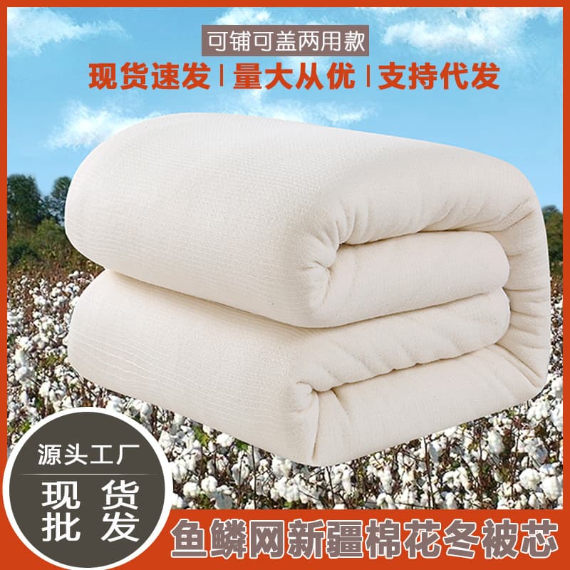 Xinjiang Cotton All-Cotton Fish Scale Mesh Cotton Batting Winter Quilt Quilt Core Extra Thick Mattress Student Dormitory Mattress Spring/Autumn Quilt Core