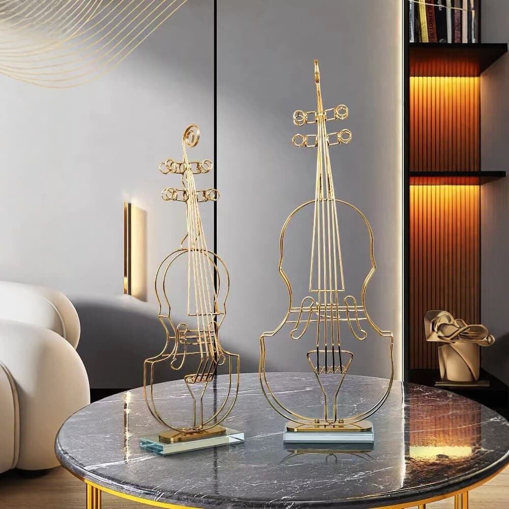 Light luxury metal violin ornaments, living room TV cabinet and wine cabinet, creative decorations, modern home crafts