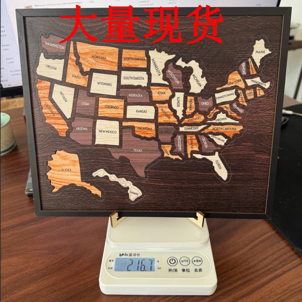 Cross-border new product Wooden USA Travel Map Puzzle home travel map puzzle decoration