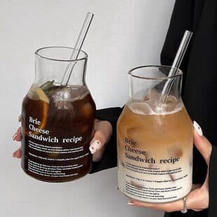 High Borosilicate Glass Cup, Stylish Summer Water Cup, Home Straw Cup, Coffee Juice Cup, Large Capacity Glass Water Cup