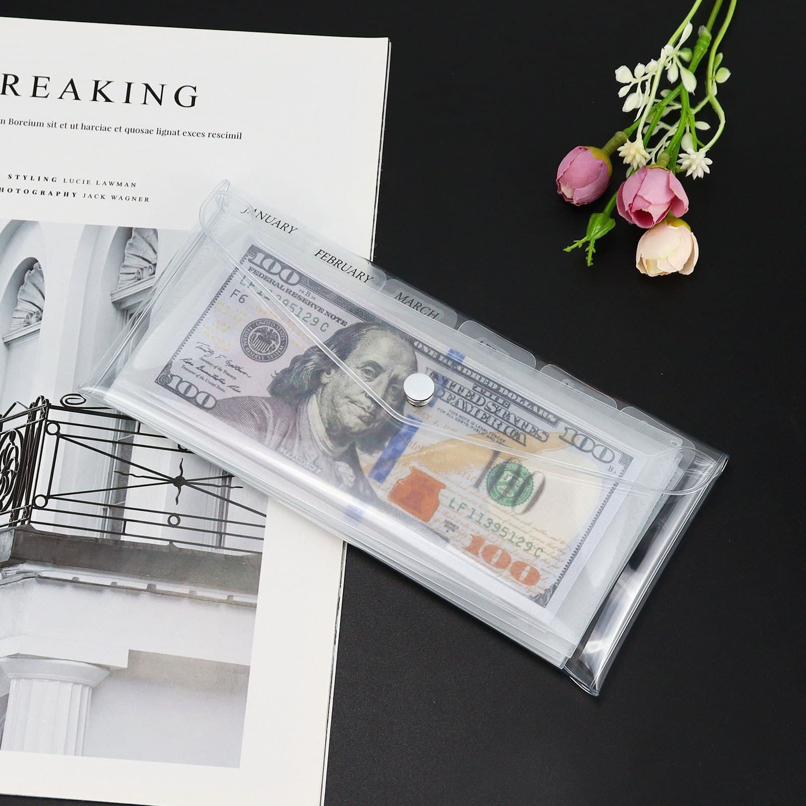 A6 Universal Loose-Leaf Cash Envelope Bag PP Budget Book Divider Pockets Cash Envelope Cross-Border In Stock