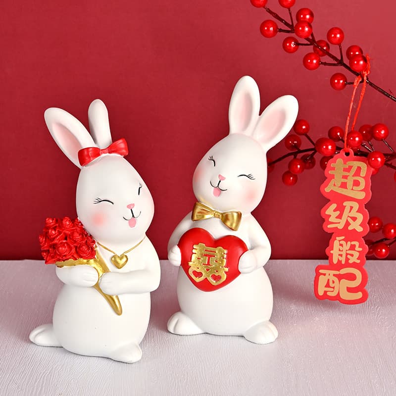 Creative Couple Rabbit Wedding Ornament, Engagement Gift for Bride and Bridesmaids, Home Decoration
