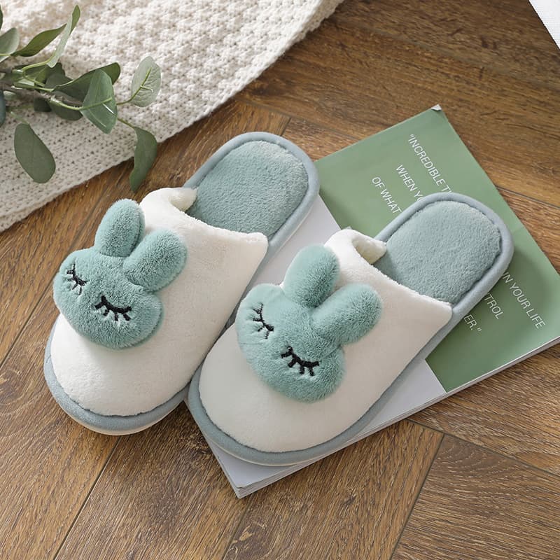 Cute Cartoon Women's Cotton Slippers, Plush Warm Indoor Home Slippers