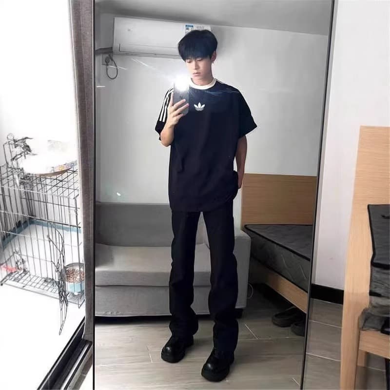 2026 Cross-Border Best Seller Clover Style 230g Pure Cotton T-Shirt American Retro Three-Stripe Crew Neck Short Sleeve