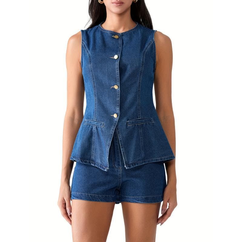T 73733 Curve Flattering Sleeveless High-Waist Jumpsuit for Women