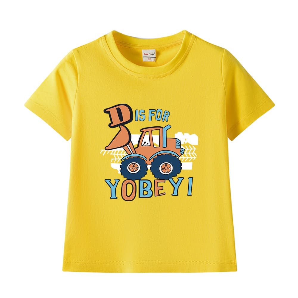 Bulldozer Kids Short Sleeve T-Shirt Boys Summer 2023 New Style Baby Cotton Half Sleeve Cartoon Thin T-Shirt