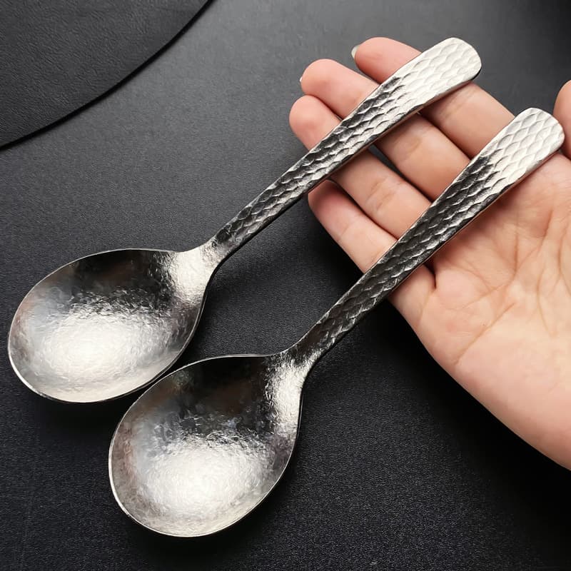 Pure Titanium Spoon Creative Folding Handle Spoon Eating Spoon Crystallized Ice Flower Spoon Portable Titanium Spoon Soup Dessert Spoon