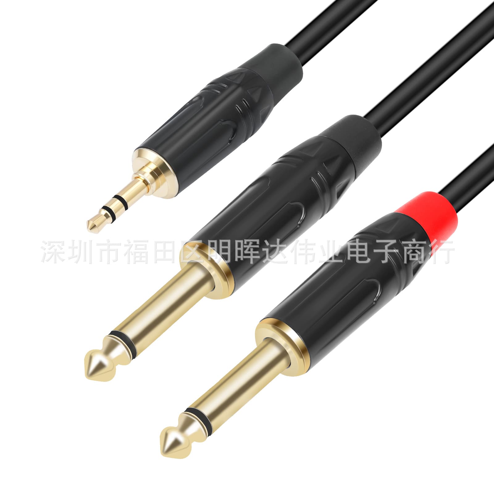 Cross-border Stereo 3.5mm to Dual 6.35mm TS Mono Y-Splitter Gold-Plated Audio Cable for Mixer