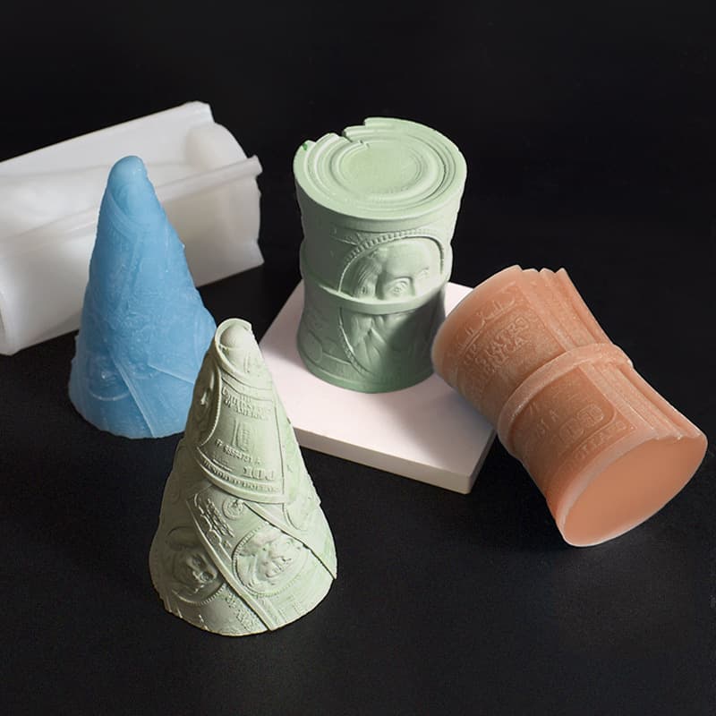 3D Coin and Banknote Candle Mold Money Dollar Ball Coin Pyramid Silicone Mold