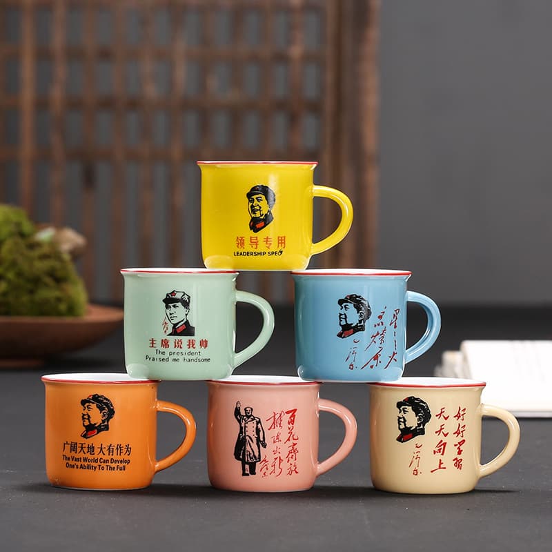 Nostalgic ceramic cup, small wine cup, memory wine cup 1 yuan 2 yuan supply wholesale creative cute retro imitation enamel tea cup