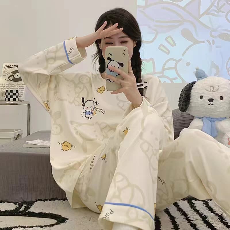Cross-border foreign trade new spring, autumn and winter pajamas for women long-sleeved casual cartoon sweet home clothes set can be worn outside and shipped on behalf of others