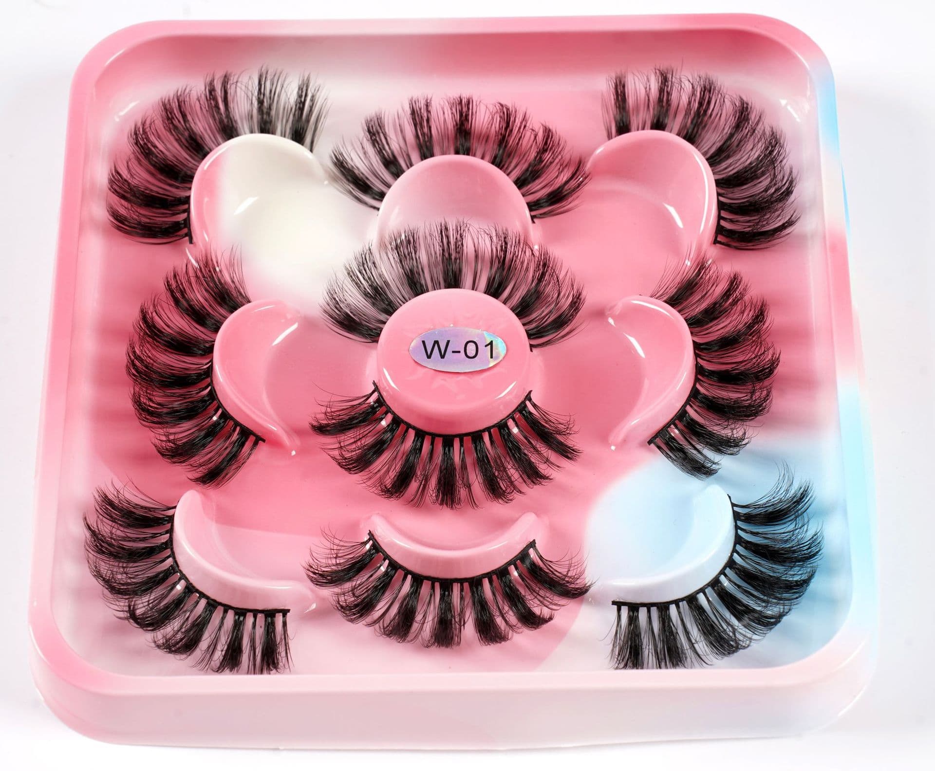 5-Pair Set Russian Thick Curly False Eyelashes, DD Curl, European-American Style Mink-Like Lashes