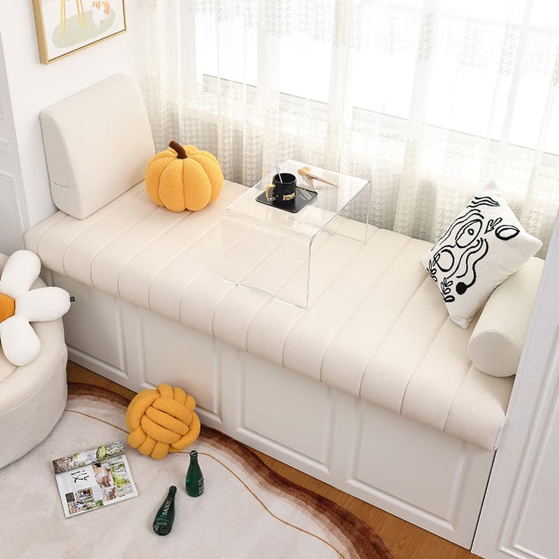 Detachable and washable viral bay window pad, minimalist style 2023 new edition, sponge and teddy fleece, all-season versatile, booth balcony cushion.