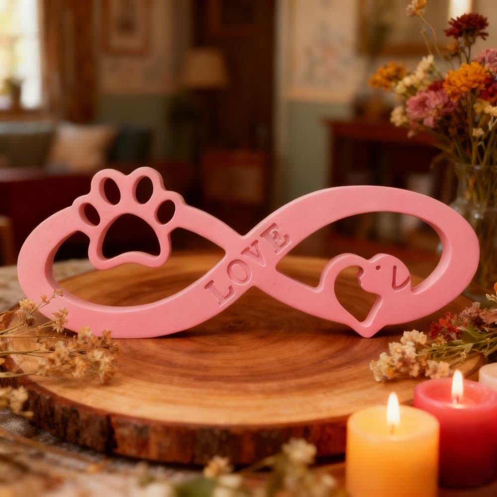 S2622 Infinite Dog Paw Ribbon Ornament Decorative Cement Plaster Mold DIY Silicone Mold