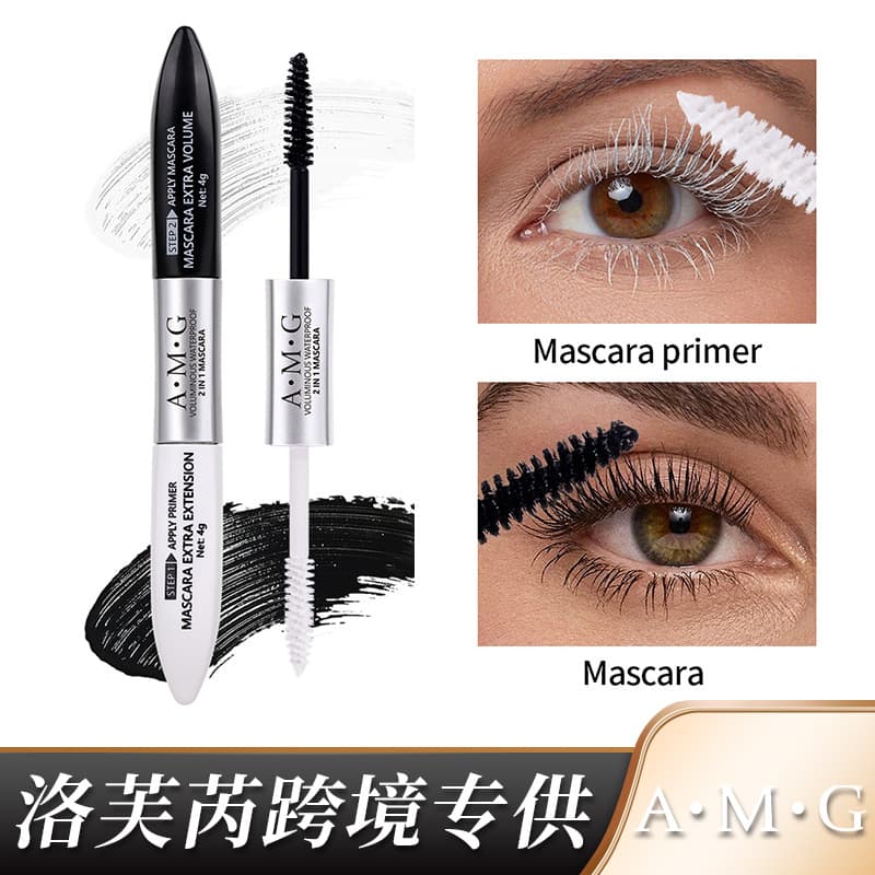 Cross-border Hot Selling Double-ended Mascara AMG Overseas Stock Drop Shipping Waterproof Curling Lengthening 2-in-1 Mascara