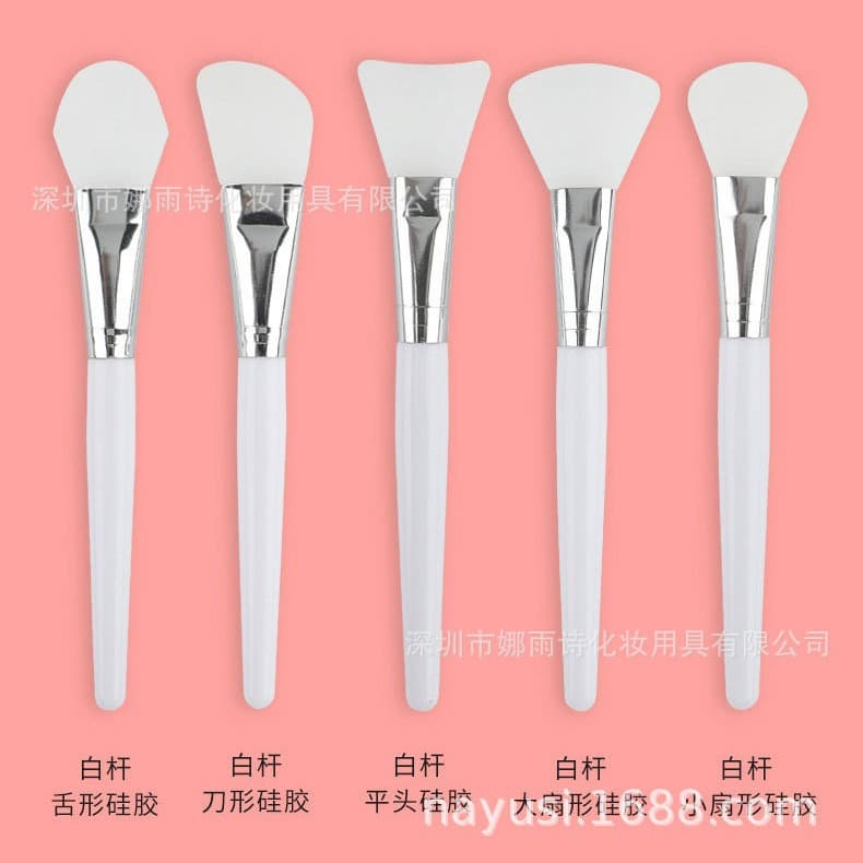 Hollow Rod Makeup Brush Silicone Face Brush Mask Mud Applicator Makeup Tool Fan-Shaped Mask Brush Skincare Beauty Skin-Friendly