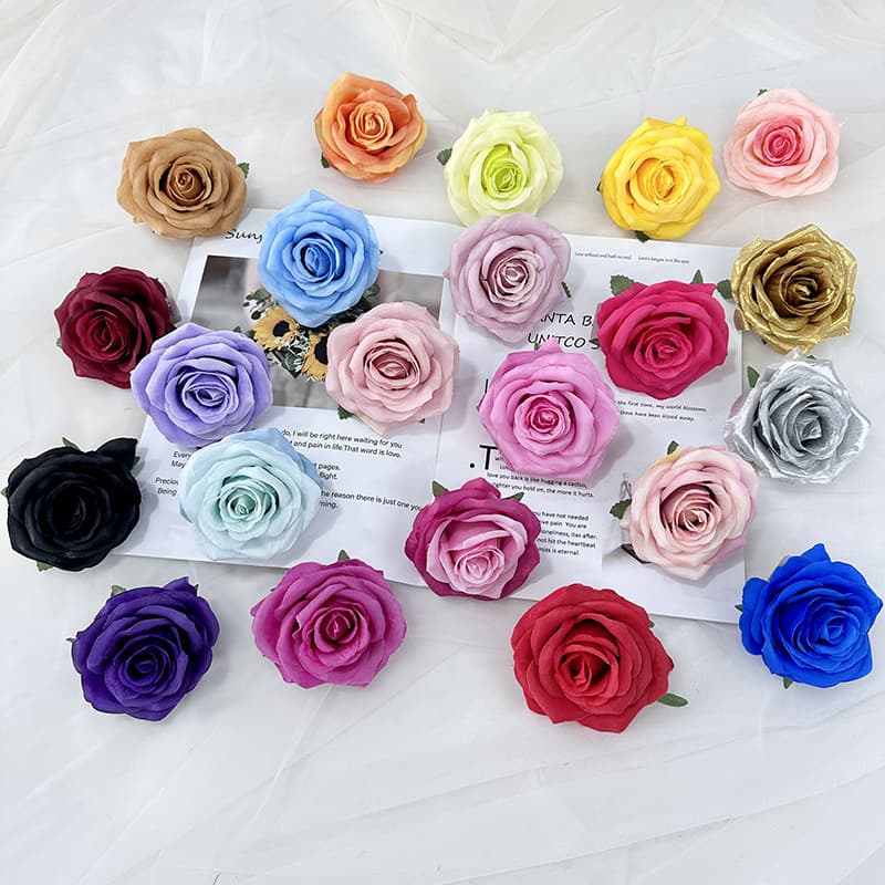 Cross-border New Simulation Large Rose Head Wreath Accessories Hotel Decoration Flower Arrangement Decorative Flower Handmade Material Artificial Flower