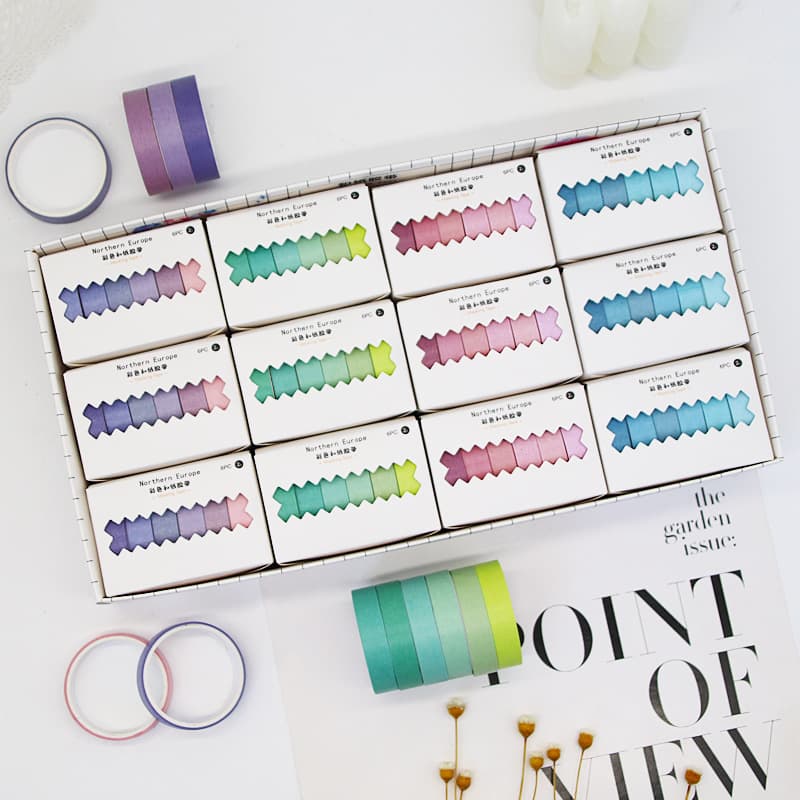 Rainbow Washi Tape DIY Creative Fresh Style Journal Tape Gift Box Set, Ins-style Journal Stickers Wholesale
