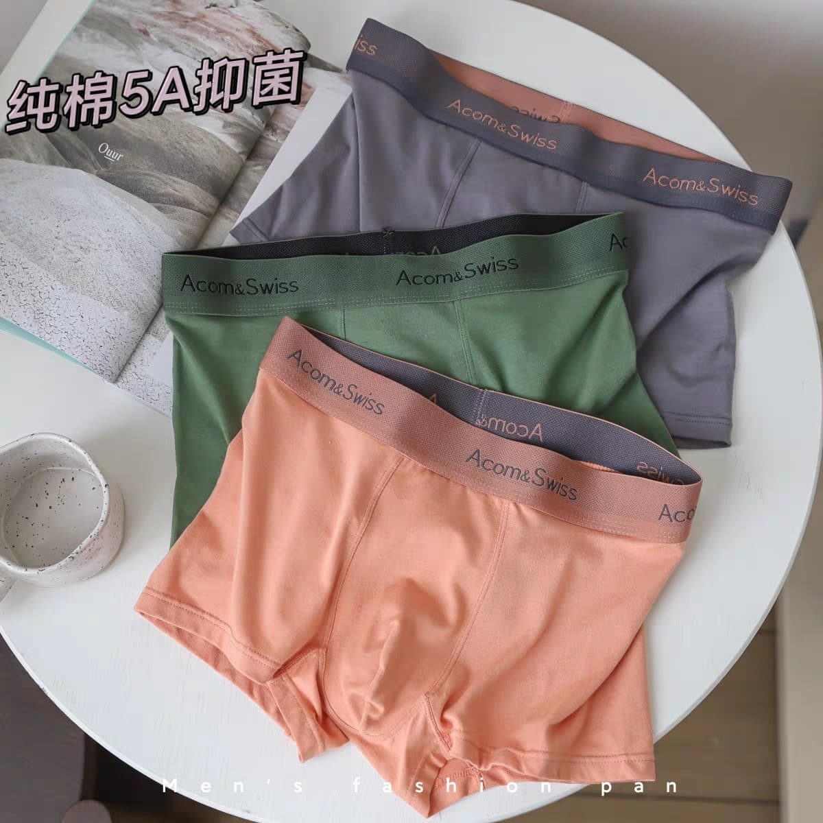 Pure Cotton Men's Underwear, Plus Size, Graphene Antibacterial Crotch, Seamless Boxer Briefs, Fits Up to 260 lbs