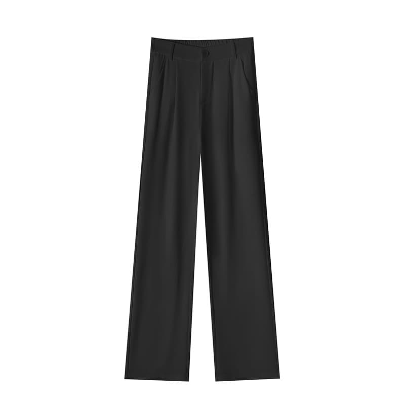 New Ice Silk Suit Wide-Leg Pants for Women Summer Thin High-Waist Slimming Casual Trousers Flowing Narrow Straight Pants