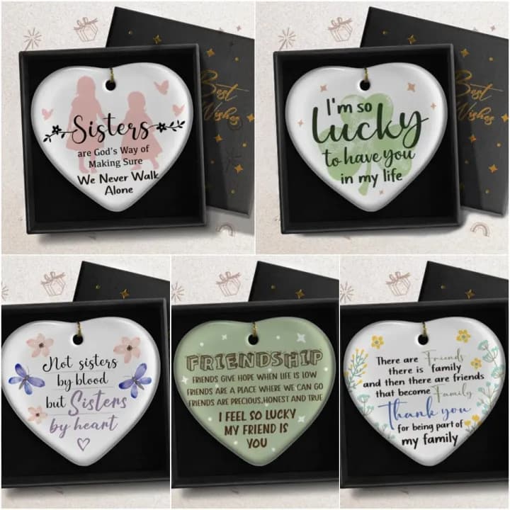 Friendship Heart Sympathy Gifts - Warm English Gratitude Pendant for Sister and Friend
