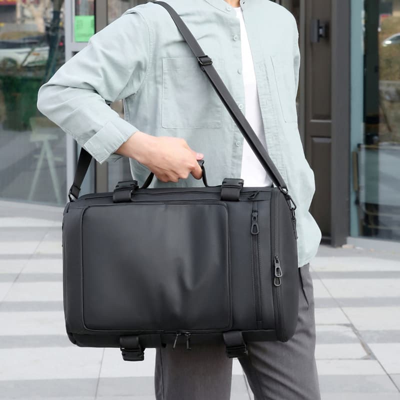 Men's Business Commuter Backpack Large Capacity Waterproof Leather Shoulder Bag for 16 Inch Laptop Fashionable Trendy