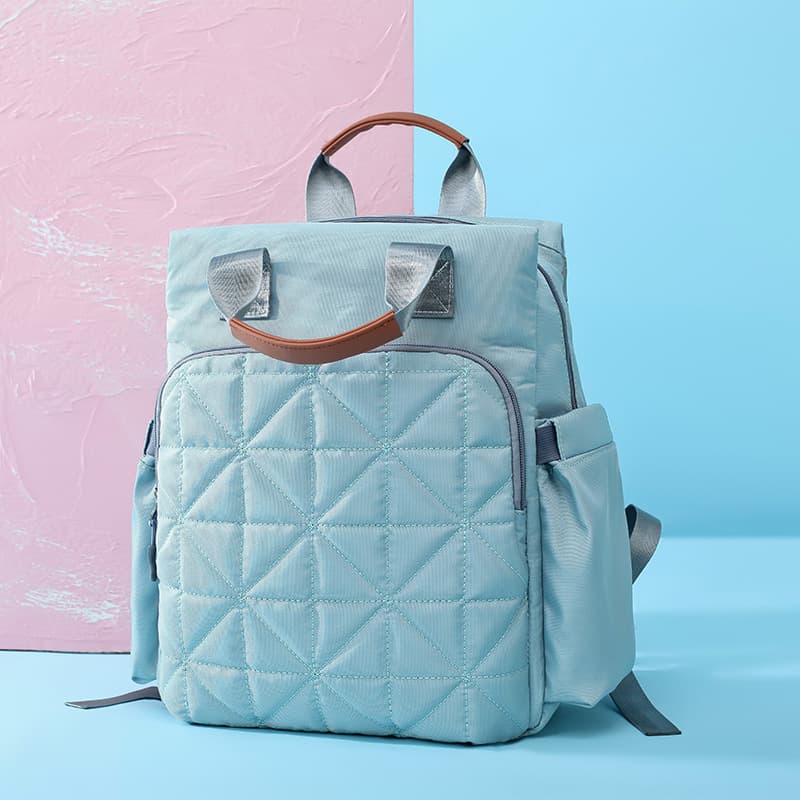 Large Capacity Fashionable Portable Diaper Bag Multi-Functional Mommy Backpack Baby Feeding Bag Waterproof Oxford Cloth Graticule Pattern