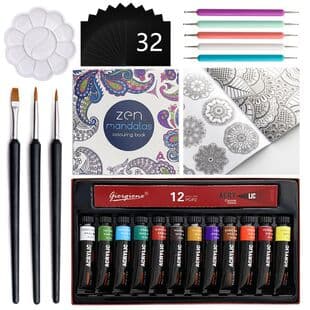 Cross-border 32-Piece Mandala Tool Set: Paint, Line Drawing Brush, Dot Pen, Cardboard, DIY Coloring Book, Wholesale