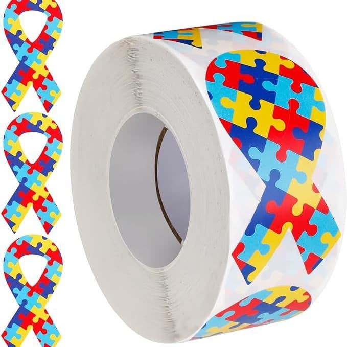 Autism Spectrum Disorder Self Adhesive Stickers Colorful Puzzle Envelope Ribbon Labels Vinyl Material DIY Scrapbooking