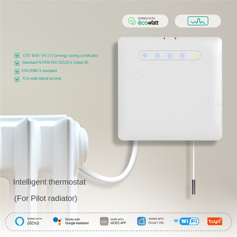 Tuya Smart Home Radiator Thermostat App Remote Timer Ecowatt Energy Saving Heater Temperature Control