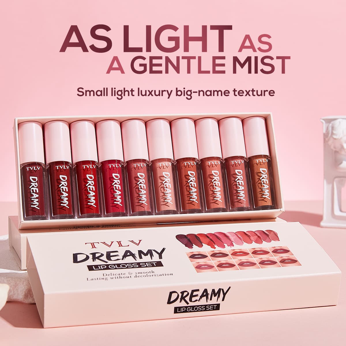 Cross-border foreign trade TVLV dream lip glaze combination DREAMY LIP GLOSS SET moisturizing and rich color lip glaze