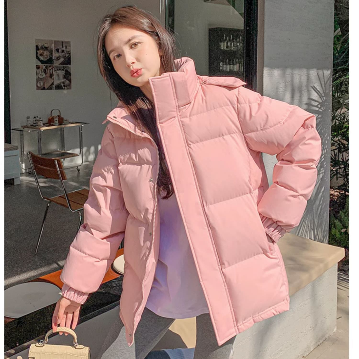 Chinese drama short down jacket women's hooded bread coat winter loose white duck down thickened versatile winter thickened warm