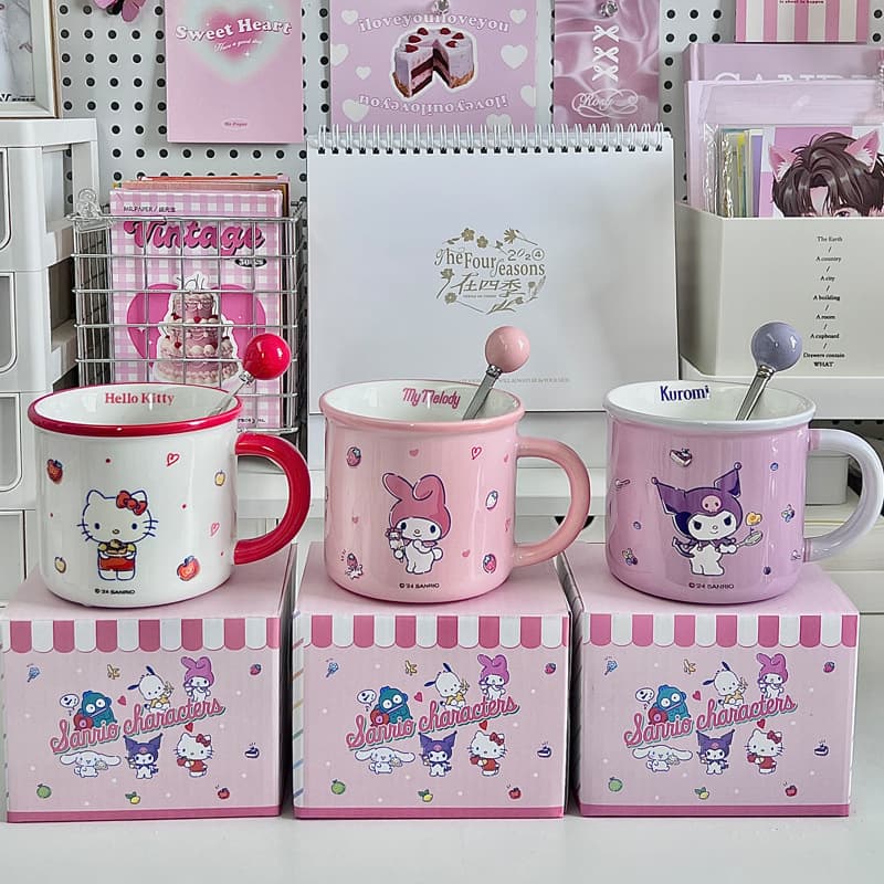 Cute Sanrio Ceramic Mug Kuromi Kids Water Cup My Melody Coffee Milk Cup Birthday Gift