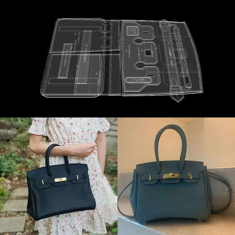 Handmade Leather Shoulder Bag Handbag Birkin Style Pattern Template Leather Bag Pattern Making Acrylic Template