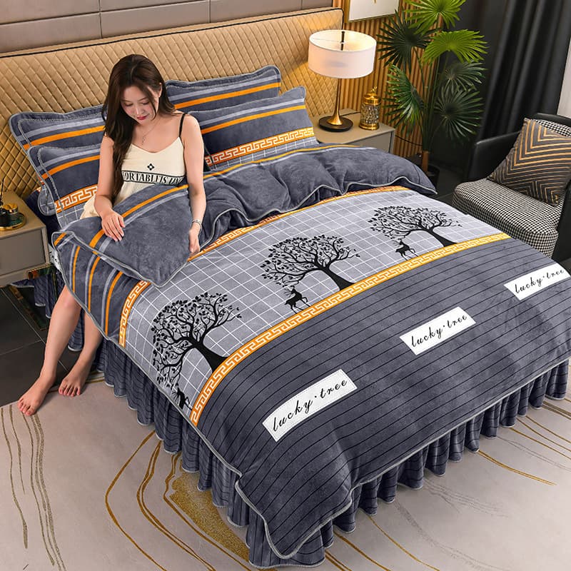 Thickened Winter Milk Fleece Quilt Cover Single Piece Warmth Double-Sided Flannel Golden Mink Fleece Coral Fleece Single/Double Quilt Cover
