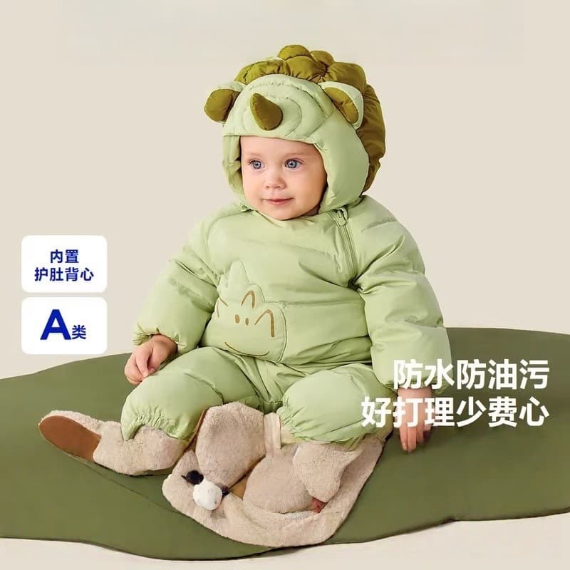 [Three-proof] shaped down jumpsuit baby clothes infant cute crawl suit thickened new style
