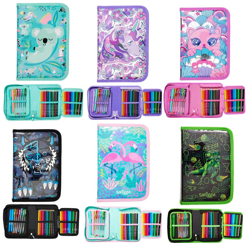 Australian Smiggle Stationery Bag for Primary and Secondary School Students, Children's Pencil Bag, Large-Capacity Art Bag, Stationery Set Gift