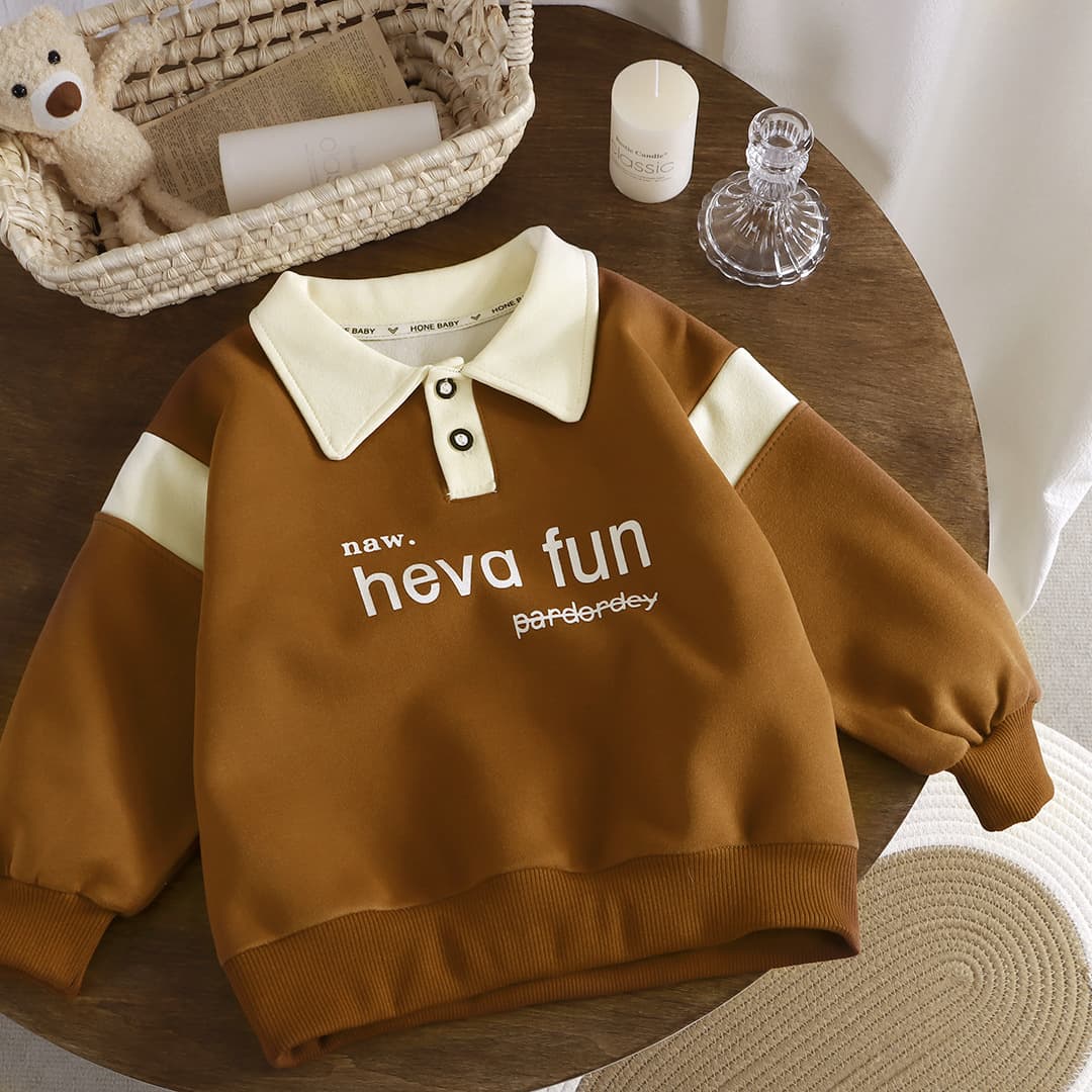 Boys' Korean-style Hoodie New Collar Polo Shirt Children's Spring/Autumn Loose Long Sleeve Small Kids' Casual Top Wholesale