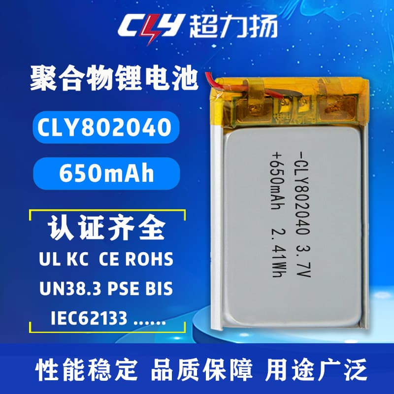 802040 Polymer Lithium Battery 650mAh Chaoli Yang Battery Beauty Hydrating Device Battery High Temperature Resistant Lithium Battery