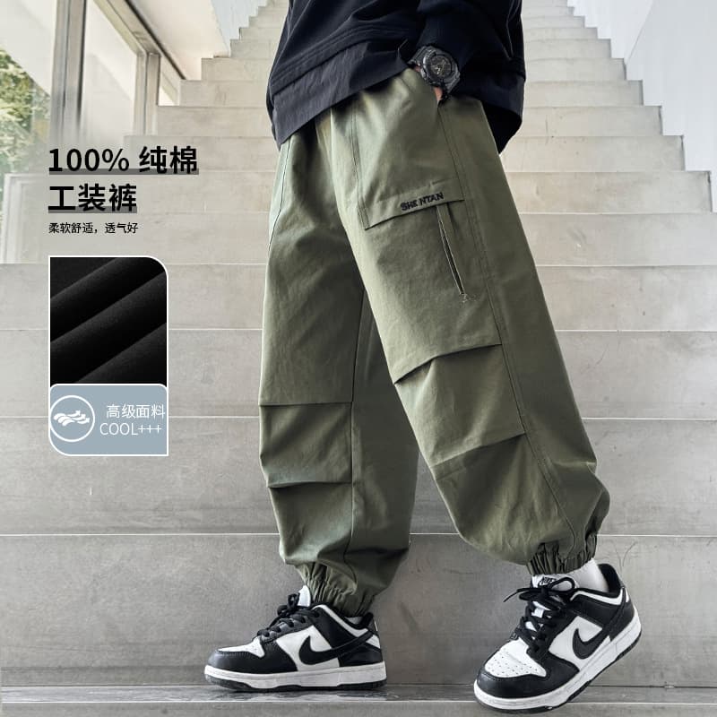Boys' Autumn Cargo Pants 2025 New Children's Fall Casual Pants Big Kids' Loose Stylish Spring/Autumn Long Pants Trendy