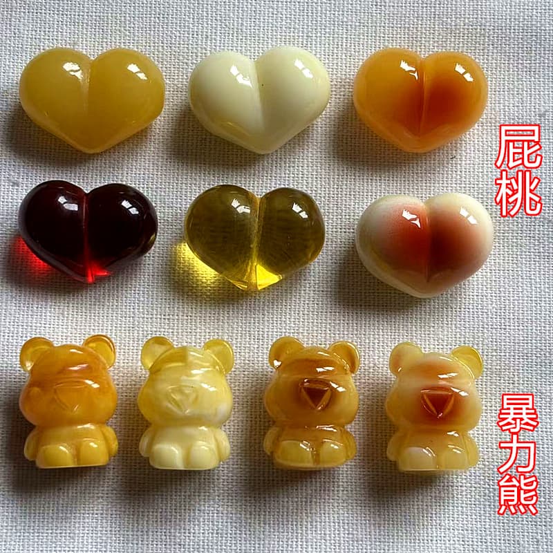 Amber bear beeswax peach diy accessories hand-woven hand rope necklace Wenwan Buddha beads pendant bracelet accessories